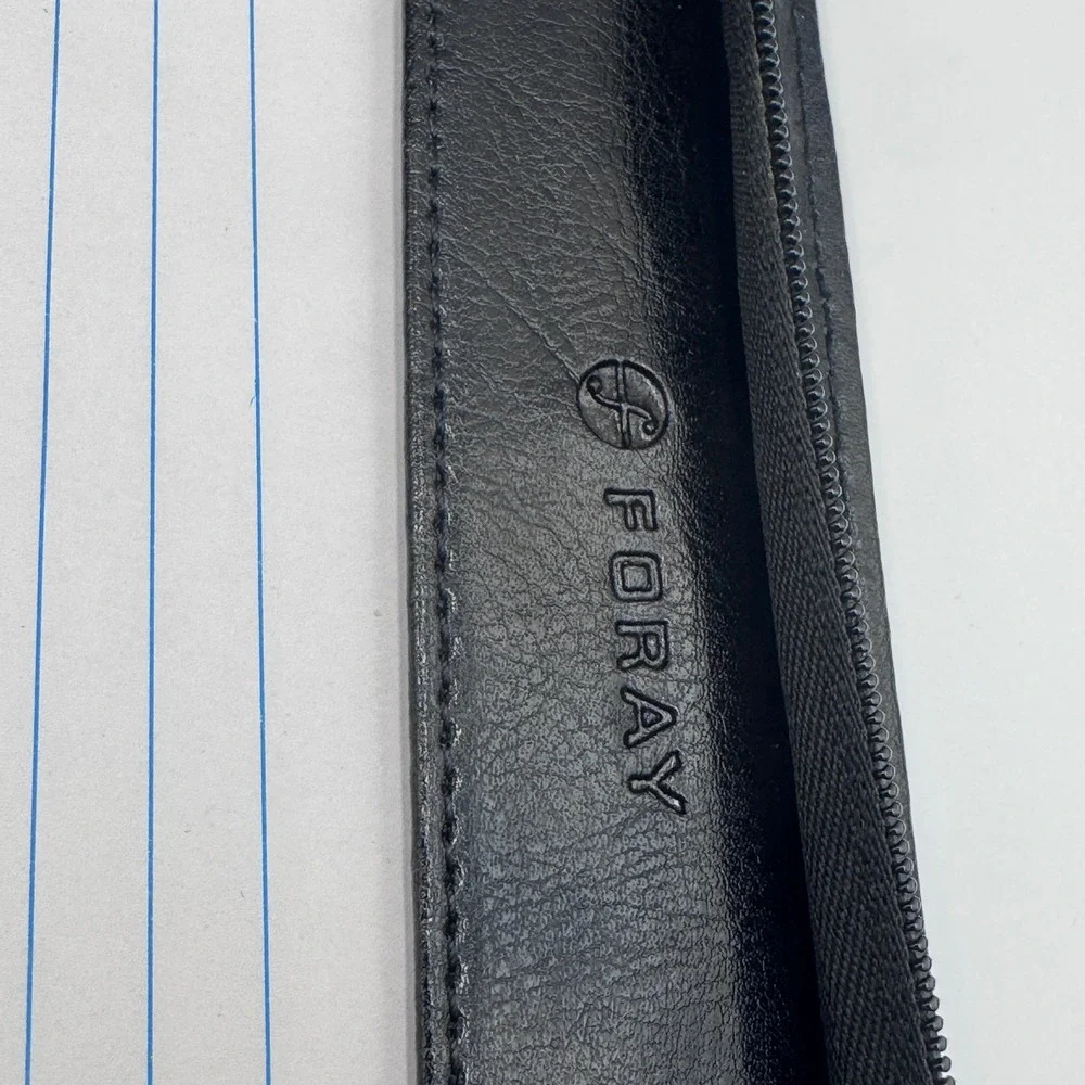 Foray Black Faux Leather Zippered Professional Portfolio Business Padfolio Case